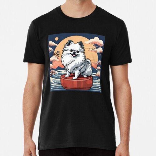 Remera Arte De Estilo Ukiyo-e De Pomerania Algodon Premium