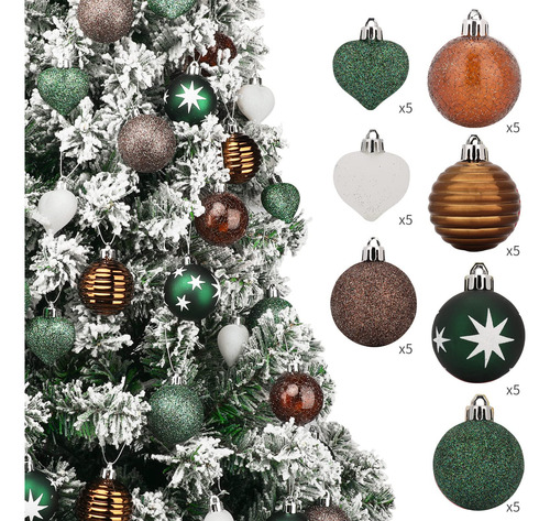 Adornos De Navidad 35 Bolas Inastillables Verde Y Dorado