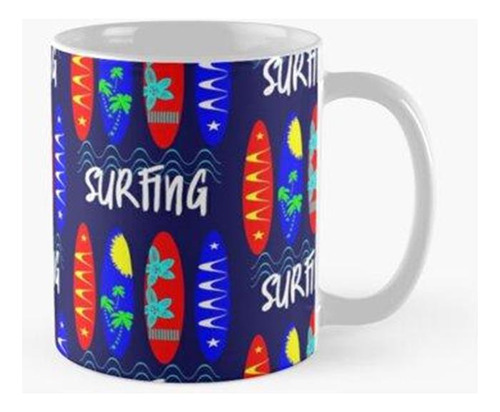 Taza Tablas De Surf Coloridas Surfistas Deportes Acuáticos S