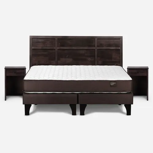Cama Europea Ergo T New 2 Plazas Con Muebles Robin Chocolate