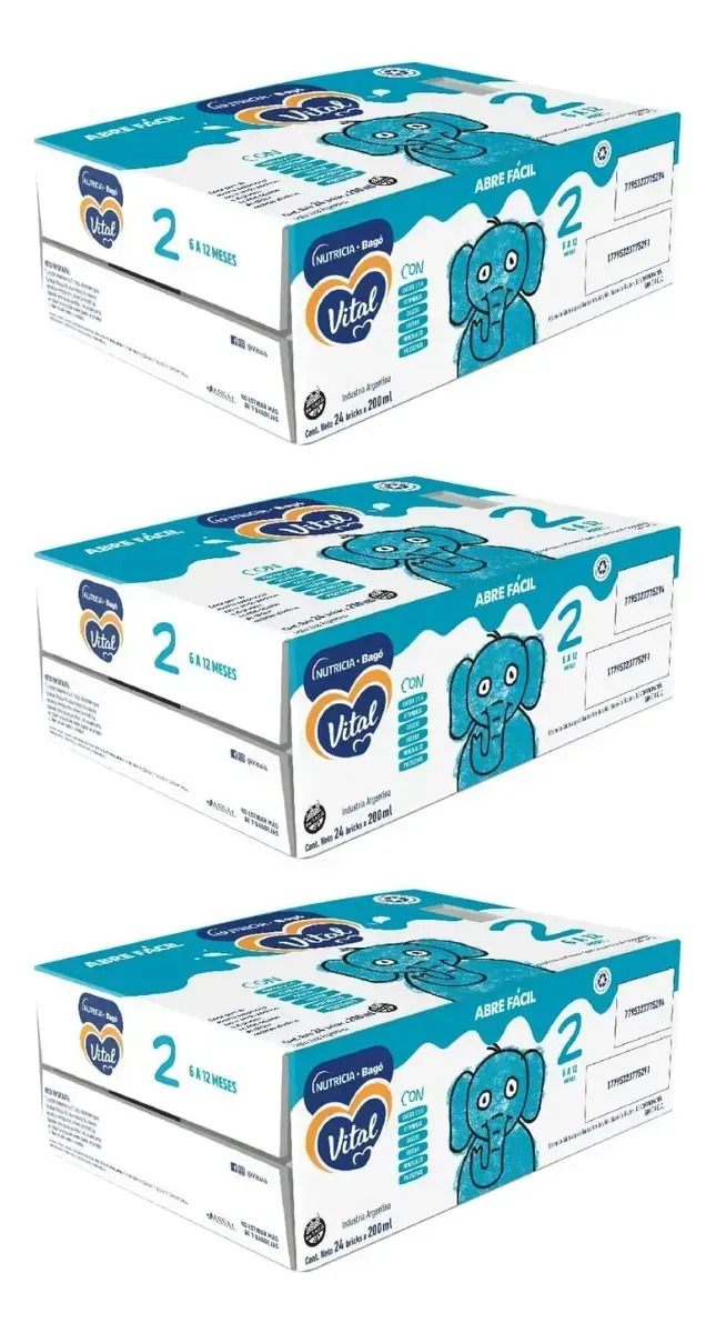 Liquida Vital 2 X 3 Packs De 24 Bricks 200ml 6 A 12m Leche