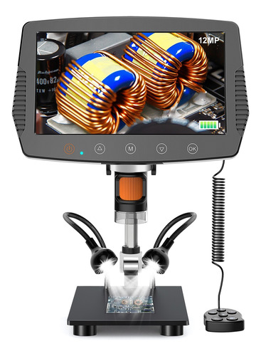 Microscopio Digital Lcd De 9 Pulgadas, 1500x, 12mp, Hd,