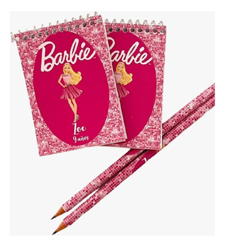 Anotadores Mas Lapiz Personalizados Barbie Souvenirs X10