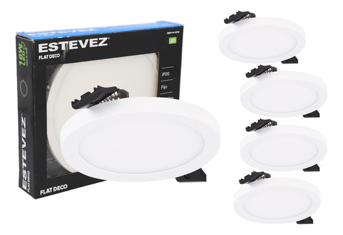 Pack 4 Lámparas Led Techo 18w, 2700k, Estévez, Color Blanco