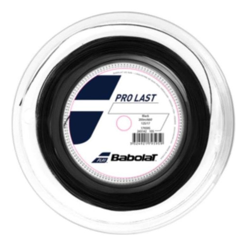Cuerda enrollable negra Babolat Pro Last de 16 l y 1,30 mm con 2