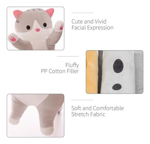 Almohada Suave Felpa Gato 50 Cm Color Rosado