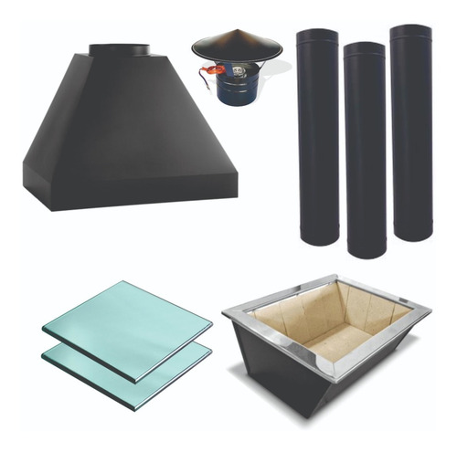 Kit Churrasqueira Gourmet Makeer Coifa Duto Aço C. 1145 M