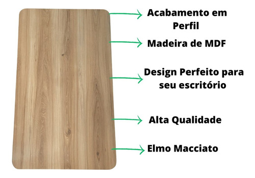 Tampo De Mesa 1,20 X 70cm Acabamento Em Perfil Madeira Mdf