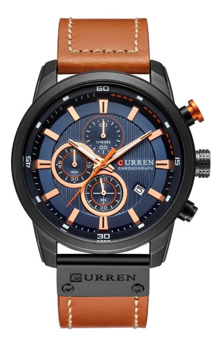 Reloj Curren Hombre Malla Cuero Marrón Modelo 8291