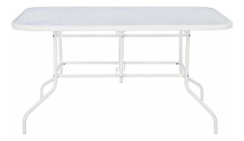 Mesa Rectangular Con Vidrio Templado 140x90 Cm Jardín Blanco