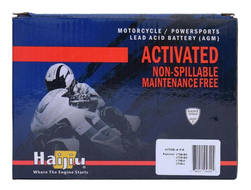 Imagen 3 de 8 de Batería Moto Haijiu Ht9b-4-fa Agm- Gel Libre Mantenimiento