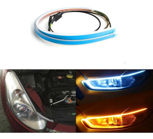 Imagen 1 de 5 de X2 Tira Led Secuencial Blanco Ambar Universal Auto Karvas