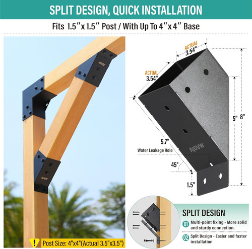Soportes De Ángulo Para Poste De Madera De 4 X 4 Pulgadas