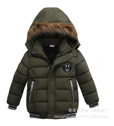 Chaqueta Niño Niño Invierno Cuello De Piel Caliente Con Capu