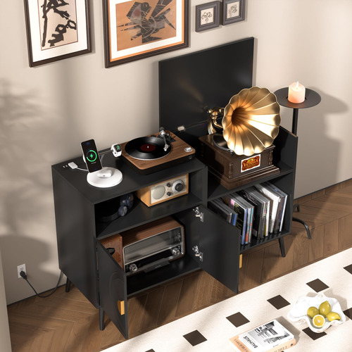 Soporte Grande Para Tocadiscos Marca X Modelo Y Con Puerta Color