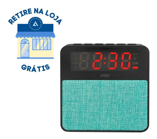 Imagem 1 de 2 de Caixa De Som Bluetooth Despertador 10w Oex Wake Cs100 Verde