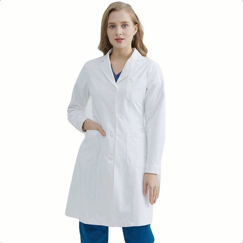 Uniforme Médico, Bata Larga Blanca, Uniforme De Laboratorio