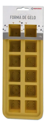 Kit Com 2 Formas De Gelo Silicone- Formato De Dado 12 Cubos Cor Dourado