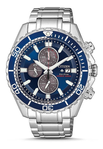 Citizen Promaster Marine Chronograph Ca0710-82l Color de la correa Plateado Color del bisel Azul Color del fondo Azul