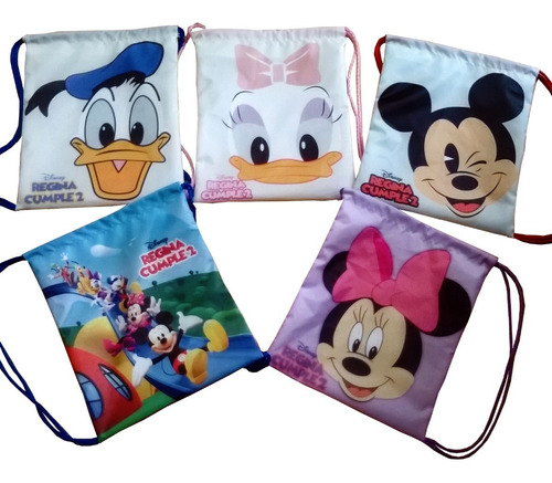 10 Morralito Dulcero Personalizado Mickey Mouse 25 X 30 Cm.