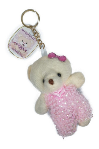 Recuerdo Bautizo Niña 6 Pz Llavero De Oso De Peluche