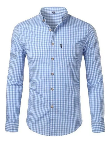 Camisa A Cuadros Pequeños Hombre Primavera Nueva Manga Larga