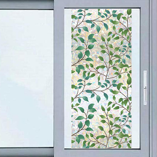 Lámina Adhesiva Estática Para Ventana Con Hojas Para