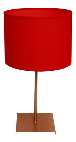 Lampara Velador Ches Moderno Mesa Dormitorio Cobre Pantalla Roja Gioluce