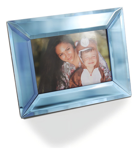 Marco de fotos rectangular azul con espejo, 17,5 x 22,5 x 1,2, 384 cm, liso