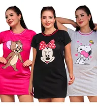 Comprar Kit 3 Camisolas Camisão Malha De Personagem Feminino