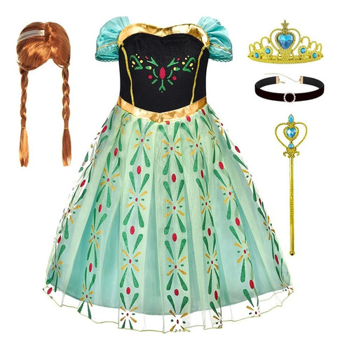 A Vestido De Princesa Anna Para Niñas Disfraz Cosplay Traje