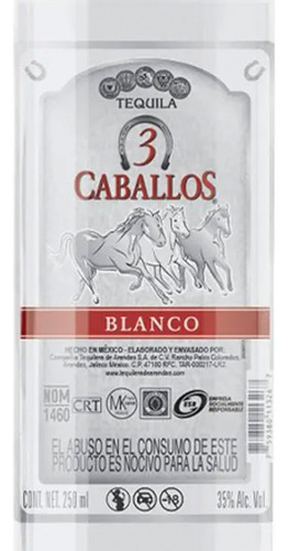 Paquete De 3 Tequila 3 Caballos Blanco 250 Ml