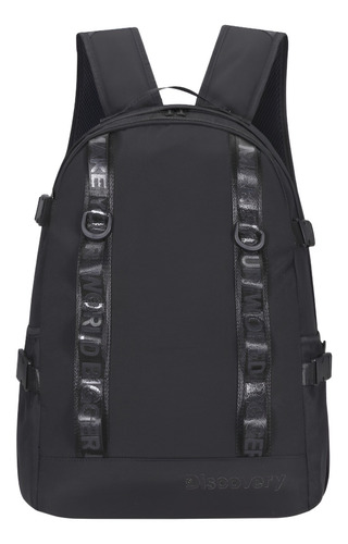Mochila Discovery 19 Tiras Mesh Ajustables Resistente Color Negro Diseño De La Tela Lisa