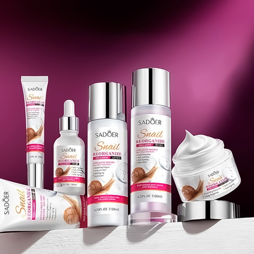 Set 6 Piezas Sadoer Con Extracto De Baba De Caracol Y Colágeno Para Cuidado Facial Snail Collagene Antiedad, Anti Arrugas, Rejuvenece E Hidrata