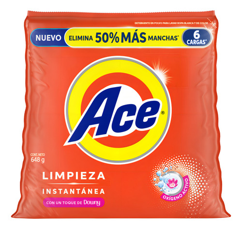 Detergente Lavandería En Polvo Ace Con Toque Downy 648gr