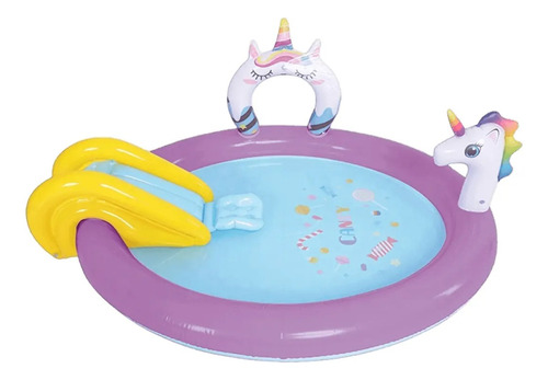 Piscina Inflable Jilong Unicornio Tobogán 192cm Jl51001 Febo