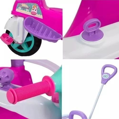 Triciclo Infantil com Empurrador - Triciclo Baby City - Rosa