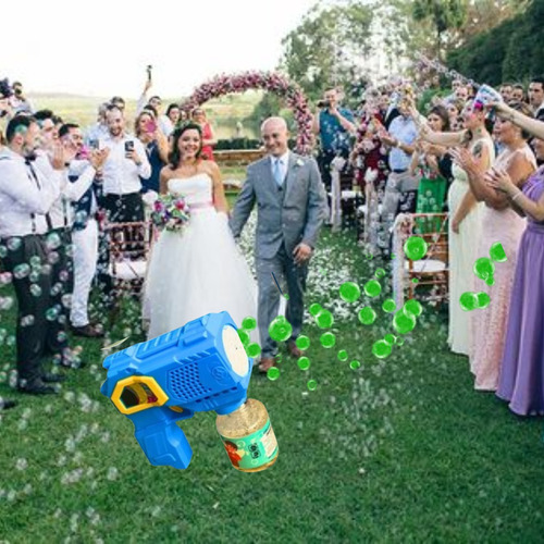 Kit Com 8 Máquinas Lança Bolha Sabão Arminha Casamento Festa Azul