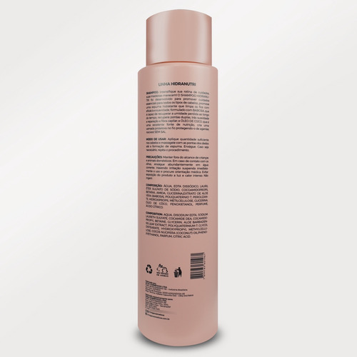 Shampoo Hidranutri 500ml - Hidratação E Nutrição Capilar