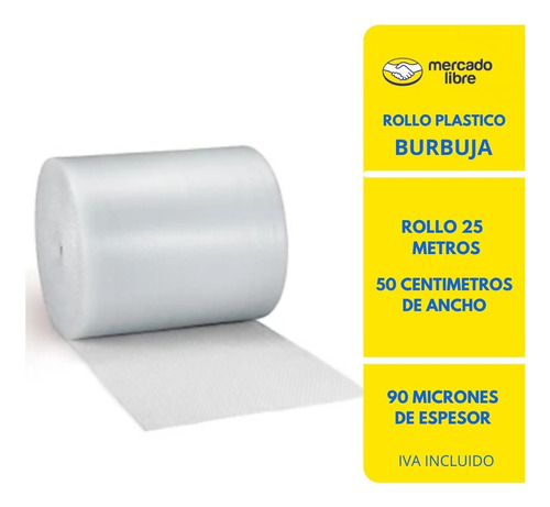 Imagen 1 de 1 de Rollo Plástico Burbuja 25 Metros / Rollo De Embalaje