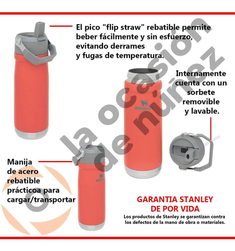 Imagen 3 de 7 de Botella Termica Stanley 500ml Flip Straw Pico Sorbete Acero