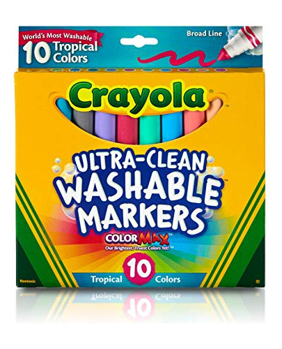 Marcadores Lavables Crayola Ultra Clean, Tropical, Regalo Pa