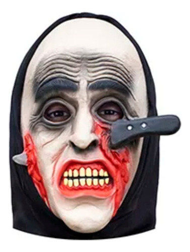 Máscara Latex C/capucha Acuchillado Halloween Terror Disfraz