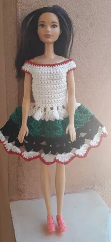 Boneca Barbie Roupa De Croch - MercadoLivre Brasil  Crochet barbie  clothes, Crochet doll dress, Barbie clothes