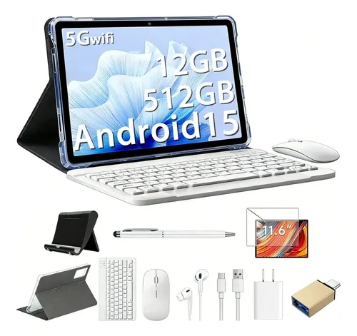 Tablet Hancdon Android 15 12gb Ram 512gb Rom 5g Tablet Pab Wifi 5g Pad Tablet , Tablet 2 Em 1 De 11.6'' Pad 2560 Px X 1600 Px Hd Tela Selfie 24mp Com Caneta Stylus Cor Azul