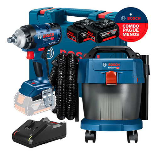 Kit Chave Impacto Aspirador 10lts Bosch 18v Bivolt Combo Nf