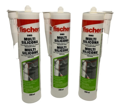  Sellador Silicona Acetica Blanca Fischer X 280ml X 3 