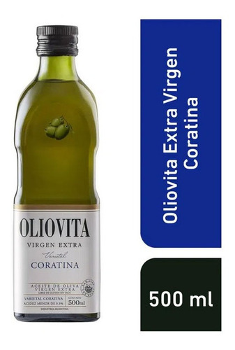 Aceite De Oliva Oliovita Coratina Botella De Vidrio X 500 Ml