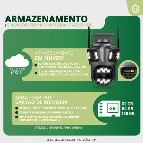 Kit 2 Câmera Segurança Ptz Wifi Full Hd Externa Lente Tripla