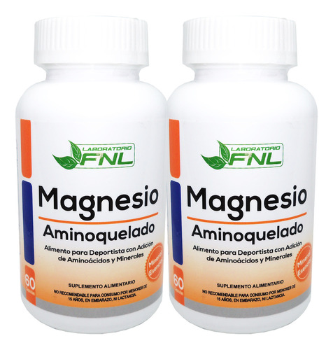 2 Meses Magnesio Quelado Con Aminoacidos 120 Caps + Regalo